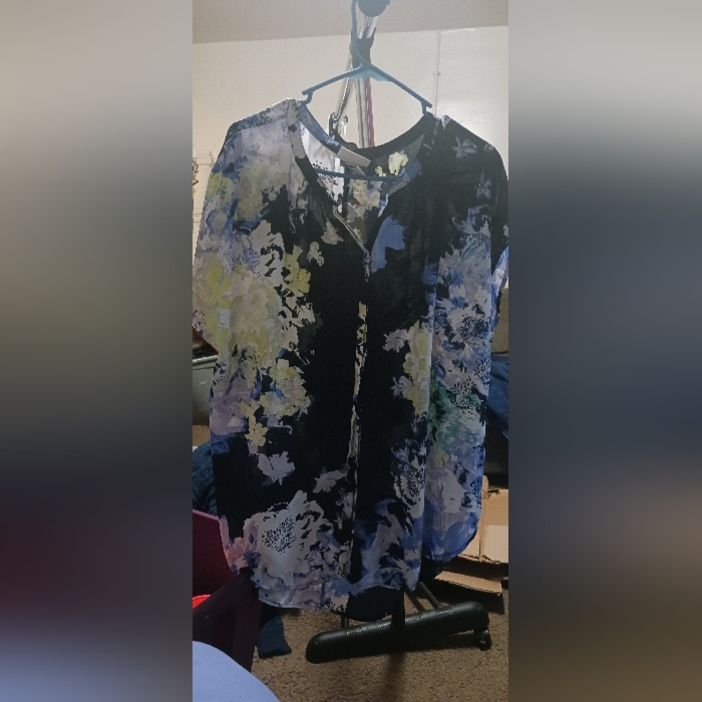 Ava & Viv Blue and Black Floral Dress